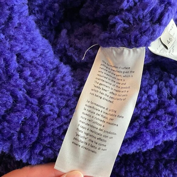 Stella McCartney Furry Textured Knit Crop Jumper EUR Size 46 XL Purple Sweater - Picture 8 of 13